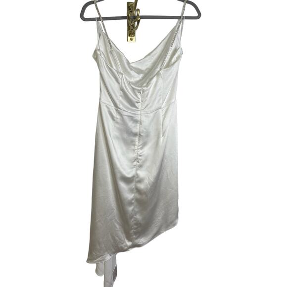 Elliatt X Revolve Jacinda Mini Dress Satin Rhinestone Straps Bridal Party Sz L - Picture 12 of 15